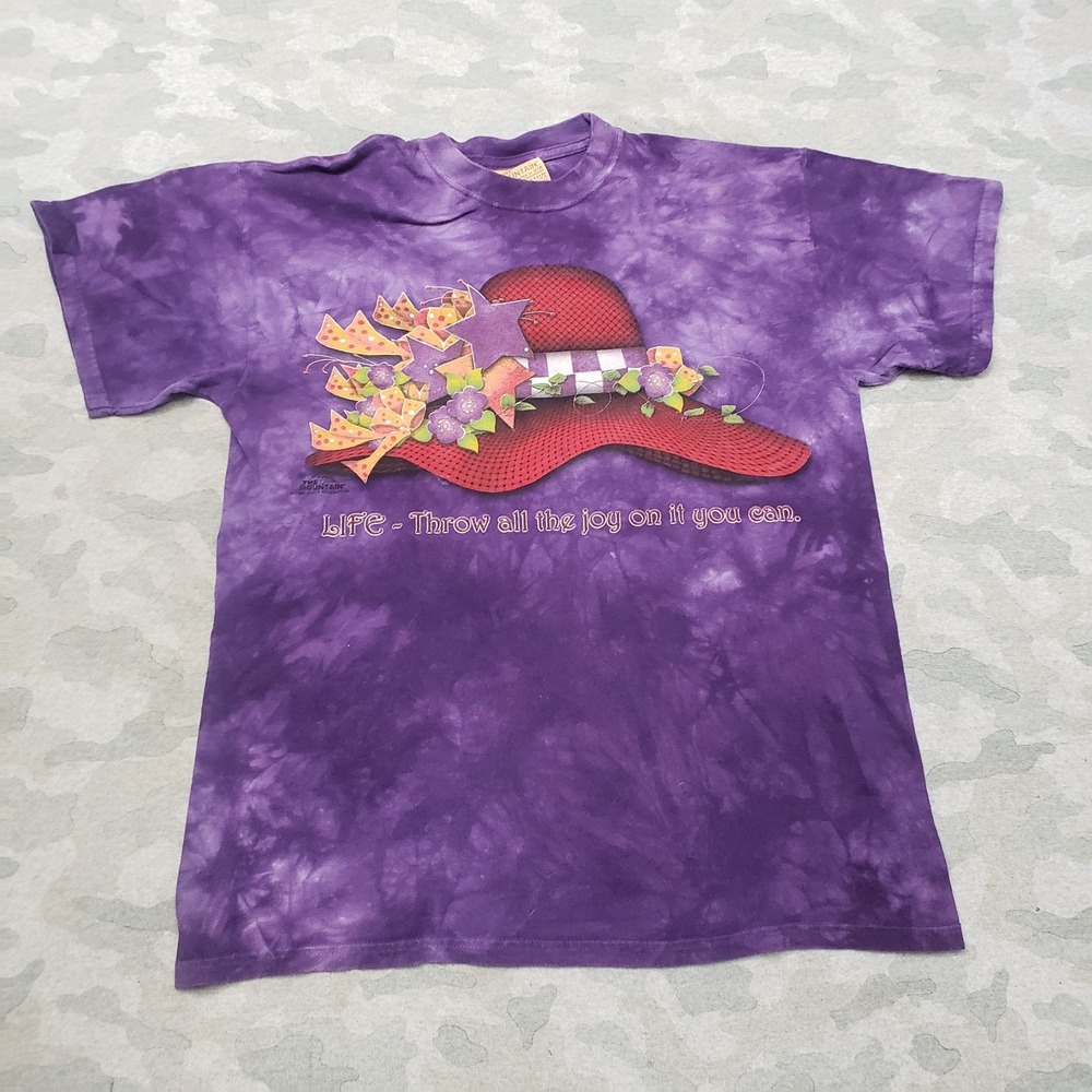 Vintage The Mountain Top Womens Medium Purple Short Sleeve Tie Dye